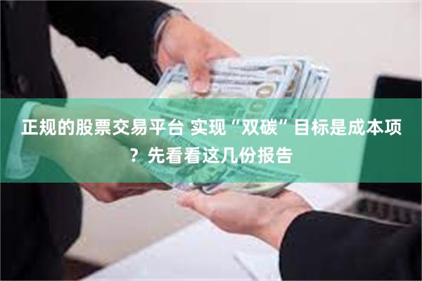 正规的股票交易平台 实现“双碳”目标是成本项？先看看这几份报告
